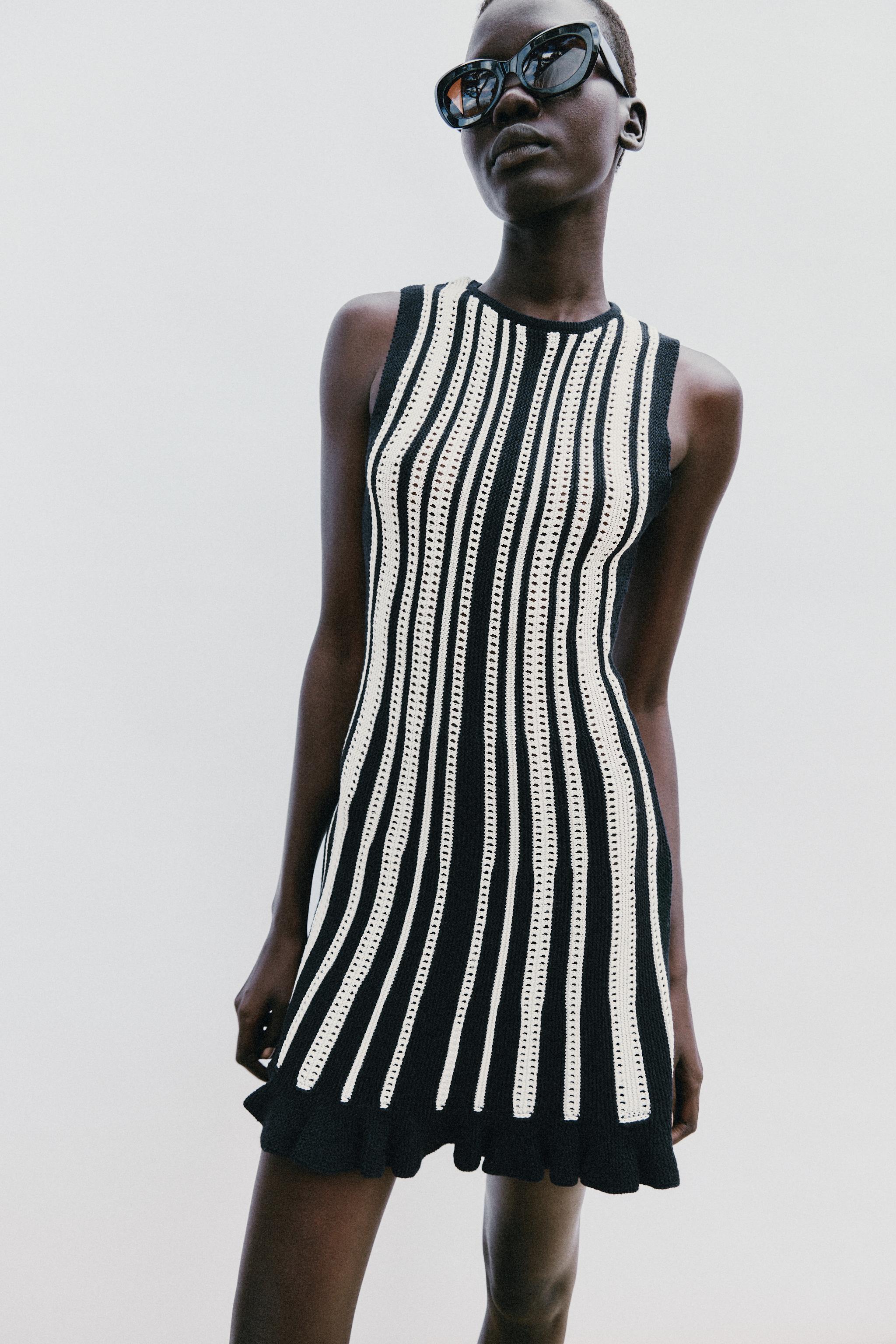 STRIPED KNIT MINI DRESS